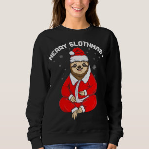 Sweatshirt Mignonne Joyeuse Slothmas Fente de Noël en pyjamas