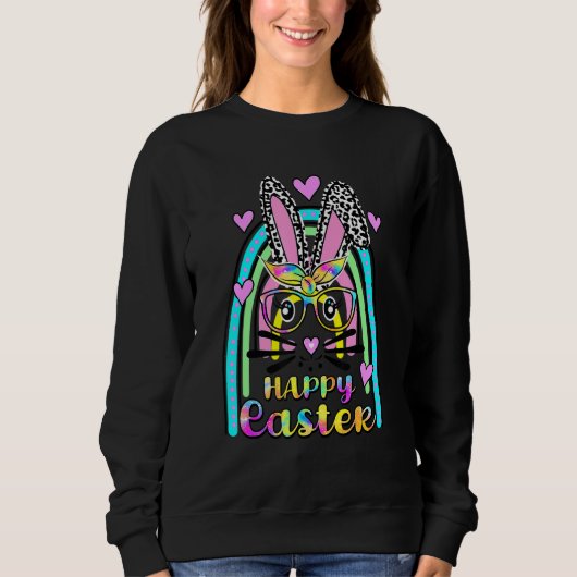Sweatshirt Mignonne Lapin Face Leopard lunettes Headband Ea (Devant)