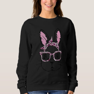 Sweatshirt Mignonne Lapin Face Leopard lunettes Headband Ea