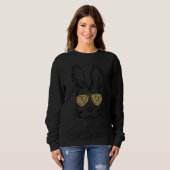 Sweatshirt Mignonne lapin Visage Empreinte de léopard lunette (Devant entier)