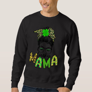 Sweatshirt Mignonne Messy Bun Plaid St Patrick's Day One Luck