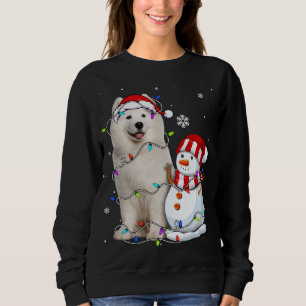 Sweatshirt Mignonne Samoyed Noël Chapeau Noël Noël Lumière No