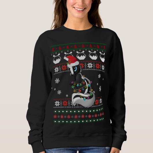 Sweatshirt Mignonne Skunk Douleur moche Noël Light Pyjama Gif (Devant)