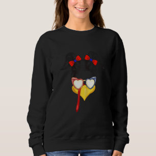 Sweatshirt Mignonne Turquie Face, Thanksgiving Tee For Women