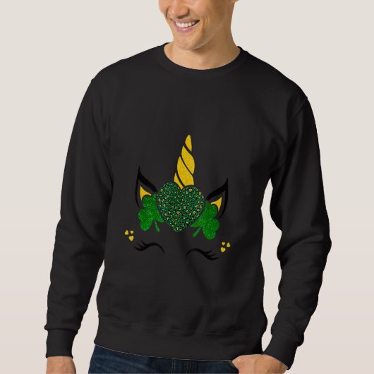 Sweatshirt Mignonne Unicorne Visage St patrick Jours Filles E (Devant)