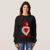 Sweatshirt Mignonne Valentines Jour Gnome Avec L'Amour Rouge  (Devant entier)
