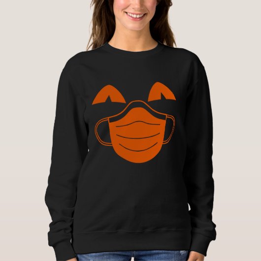 Sweatshirt Mignonne Visage Citrouille Drôle Portant Un Hallow (Devant)