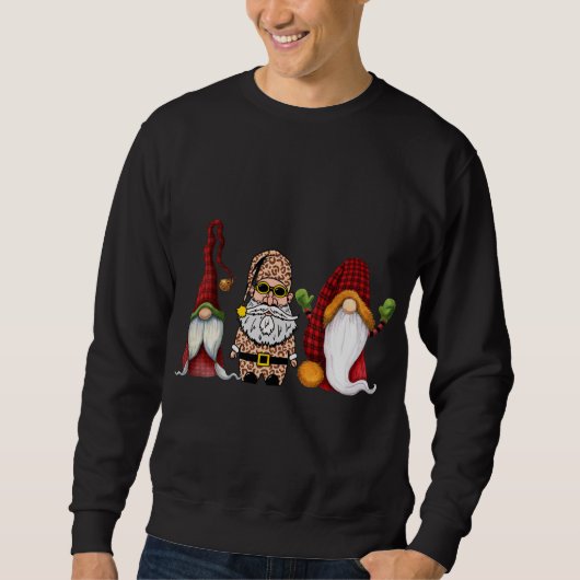 Sweatshirt Mignons Gnomes de Noël Gnomes Leopard carré (Devant)