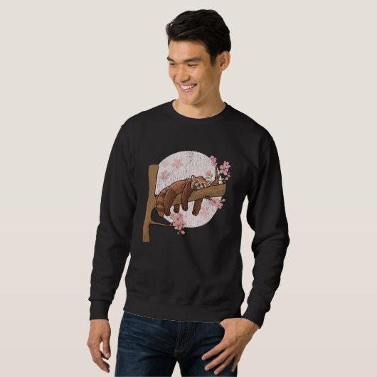 Sweatshirt Mignons Panda Rouge Nap Lazy Dormir (Devant entier)