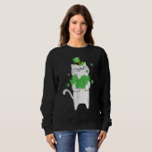 Sweatshirt Mignons Shamrocks Amoureux de les chats Jour de la (Devant entier)