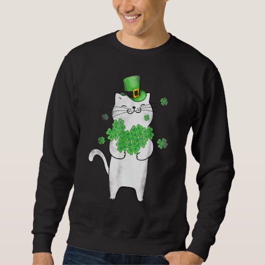 Sweatshirt Mignons Shamrocks Amoureux de les chats Jour de la (Devant)