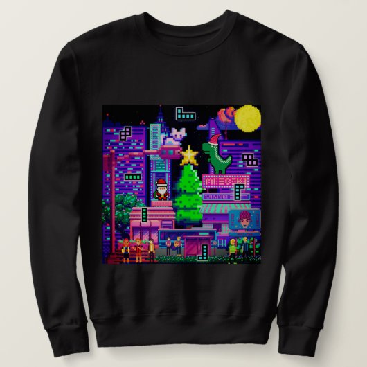 Sweatshirt Mikitiez terex dinosaure pixel christmasgame (Design devant)