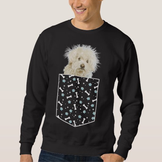 Sweatshirt Mini Chien De Poodle Dans Un Os De Poche & Empr (Devant)