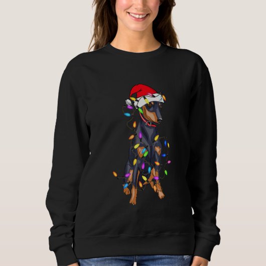 Sweatshirt Miniature Pinscher Chien Décor clair Chien de Noël (Devant)
