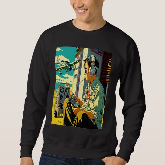 Sweatshirt Miniature Plane Cool Retro Radio Controlled Plane (Devant)