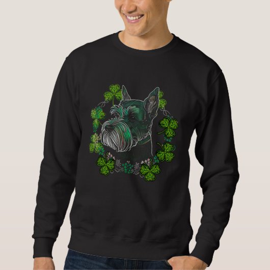 Sweatshirt Miniature Schnauzer Dog Mandala Irish Shamrock St (Devant)