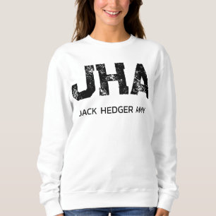 SWEATSHIRT MINIMALISTE NOIR MONOGRAMME À TROIS LETTRES NOM BL
