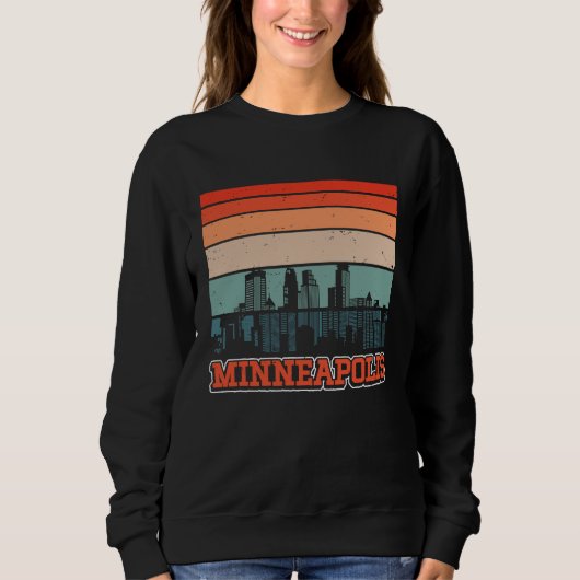 Sweatshirt Minneapolis USA Retro Vintage Sunset Skyline Minne (Devant)