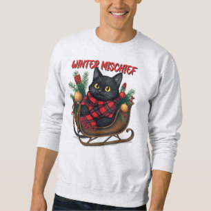Sweatshirt Mischief d'hiver (2) Illustration de chat de Noël