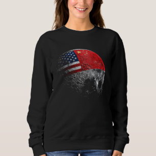 Sweatshirt Mission lunaire USA Drapeau Chine Surface lunaire