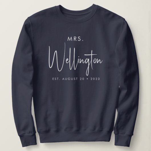 Sweatshirt Mme Black Script Nom personnalisé Mariage Sueur ma (Design devant)