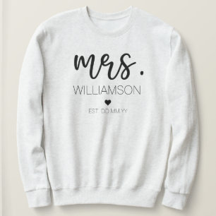 Sweatshirt Mme Elegant Nom personnalisé Mariage Nouveau cade