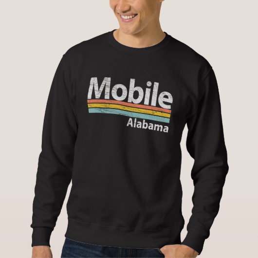 Sweatshirt Mobile Alabama Porté Retro Stripes Classic (Devant)