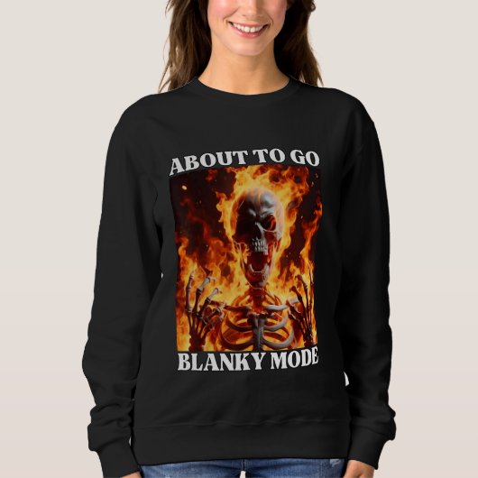 Sweatshirt Mode blanc Drôle Cringe Dur Skeleton Mème Flames (Devant)