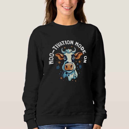 Sweatshirt Mode de motivation Moo mignon activé  Génisse Vach (Devant)