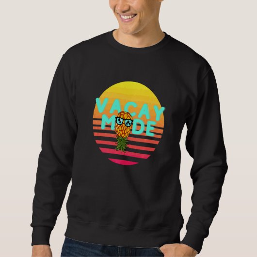 Sweatshirt Mode Vacances Rétro Swinger Ananas à l'envers (Devant)