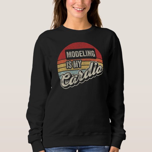Sweatshirt Modélisation Est Mon Cardio Vintage Retro Modélisa (Devant)