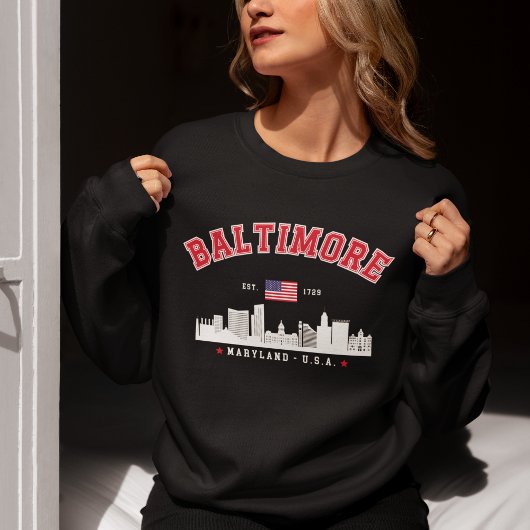 Sweatshirt Modern Baltimore Maryland Urban Skyline