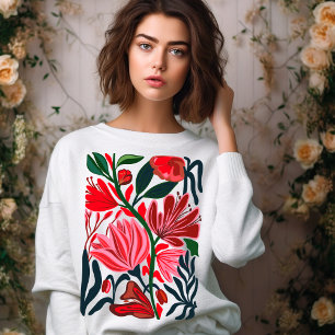 Sweatshirt moderne abstraite fleurie colorée