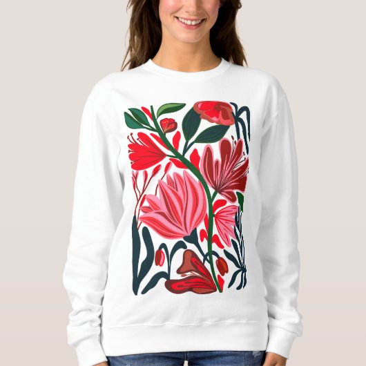 Sweatshirt moderne abstraite fleurie colorée (Devant)