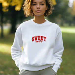 Sweatshirt Moderne Blanc Sweet Heart Print Femme