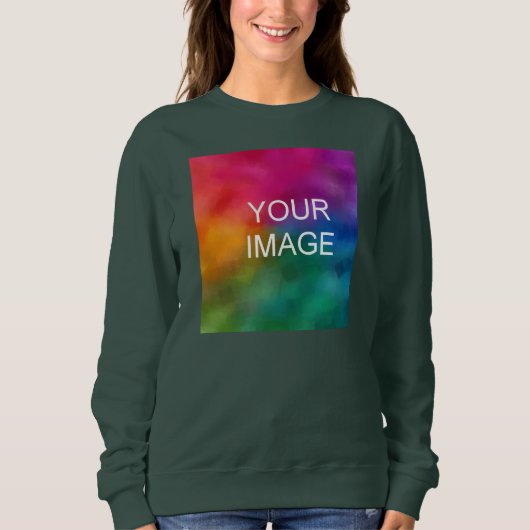 Sweatshirt Moderne Femme Impression Devant Vert Forêt Profond (Devant)