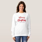 Sweatshirt Moderne Joyeux Noël Nom de famille en script rouge (Devant entier)