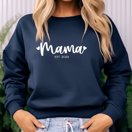 Sweatshirt Moderne Personnalisé Mama Est. Typographie à la mo
