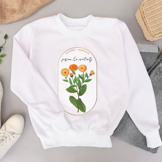 Sweatshirt Mois des fleurs de naissance Octobre Marigold Anni