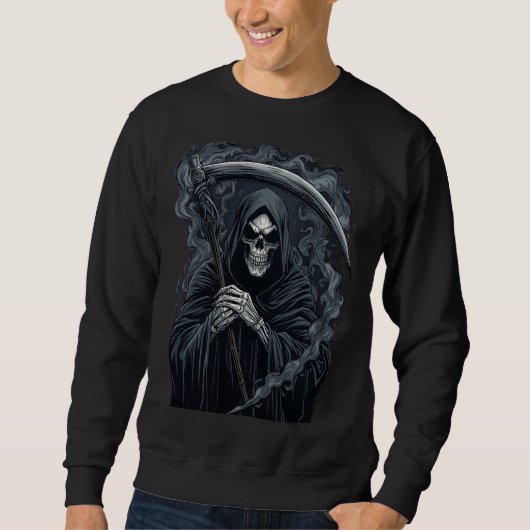 Sweatshirt Moissonneur Macabre Graphique d'Art Sombre (Devant)