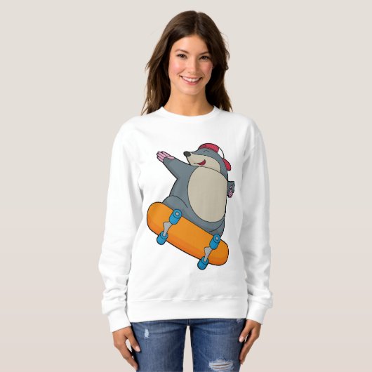 Sweatshirt Mole en skate avec skateboard (Devant entier)