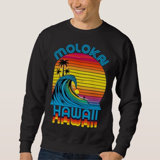 Sweatshirt Molokai Hawaii Retro Throwback Surf & Beach Souven (Devant)