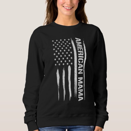 Sweatshirt Mom American Mama - American Flag Sayings (Devant)