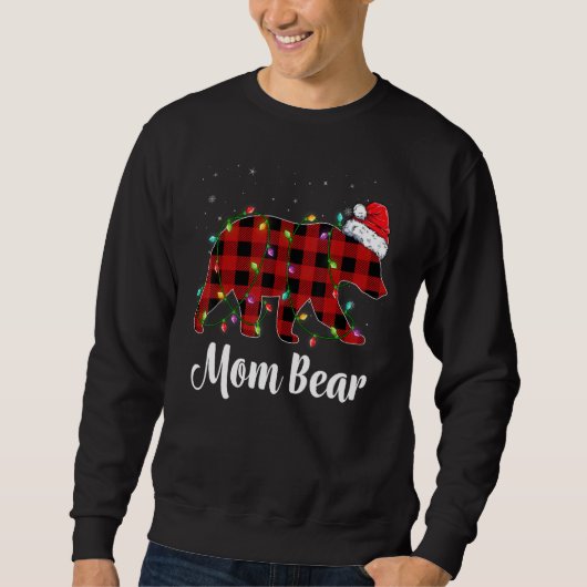 Sweatshirt Mom Bear Buffalo Red Plaid Matching Family Christm (Devant)