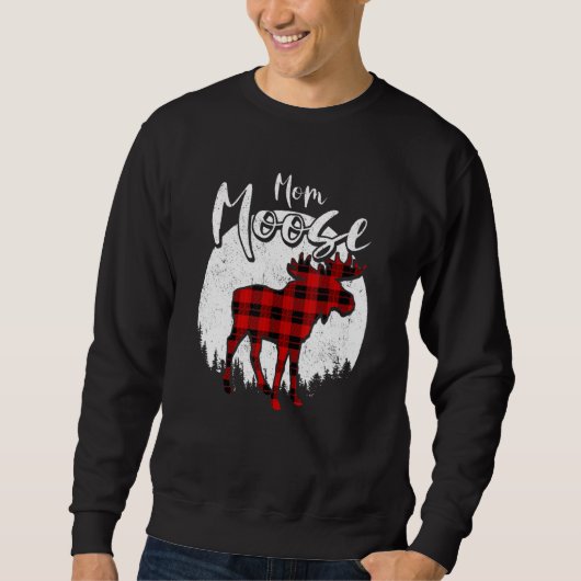 Sweatshirt Mom Moose Red Plaid Buffalo Matching Family Pajama (Devant)