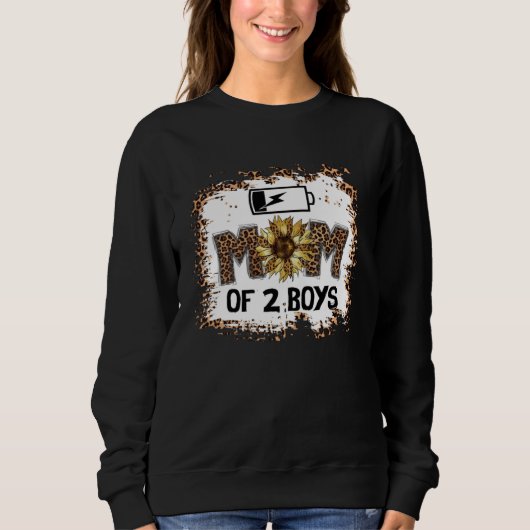 Sweatshirt Mom of 2 Boys Sunflower Leopard  Mothers Day Boy M (Devant)