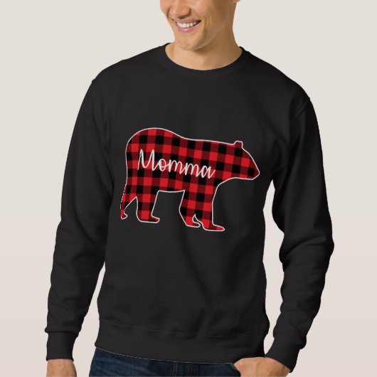 Sweatshirt Momma Bear Red Plaid Family Matching Christmas Paj (Devant)