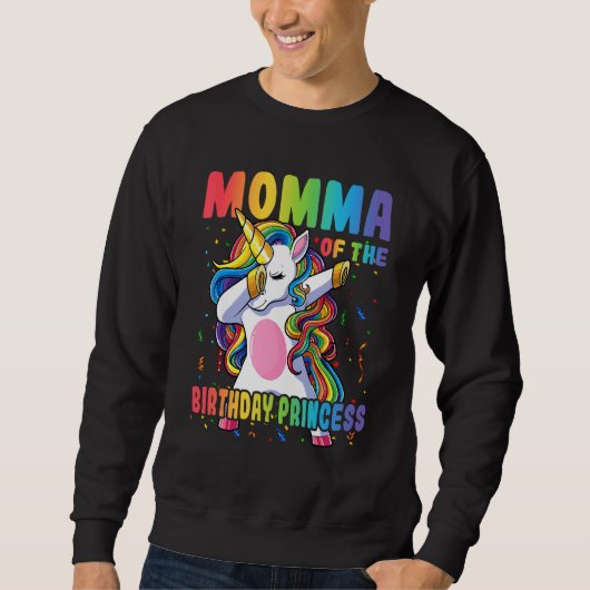Sweatshirt Momma De L'Anniversaire Princesse Dabbing Unicorn (Devant)