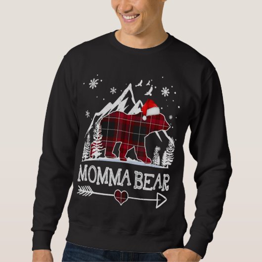 Sweatshirt Momma Ours de Noël Pyjama Rouge Buffalo à plaid Fa (Devant)