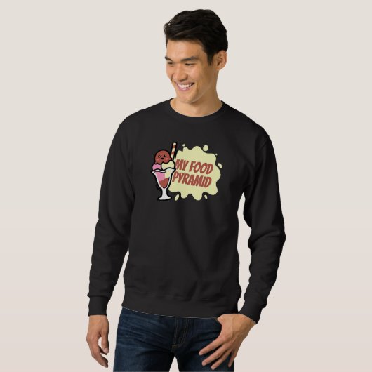 Sweatshirt Mon alimentation Pyramide crème glacée cône Joyeux (Devant entier)